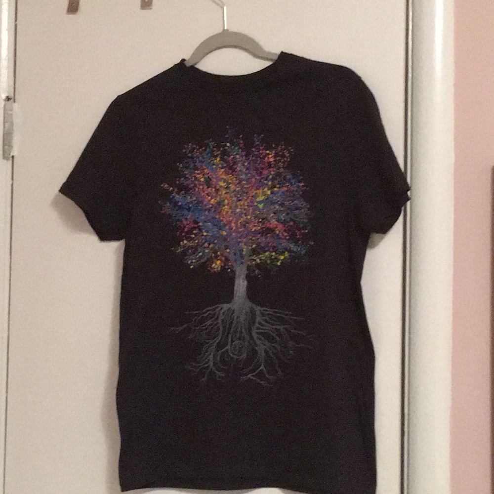 Artsy Black and Rainbow Music Note Tree Tee Shirt
